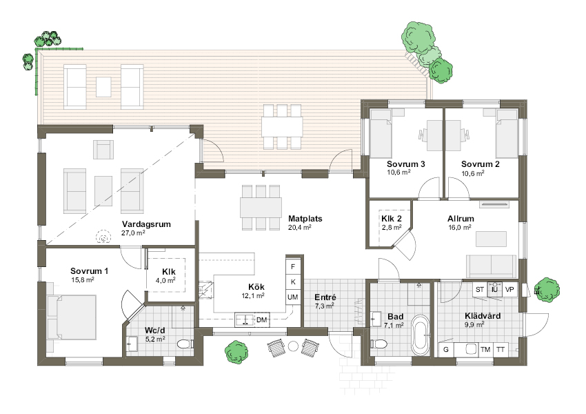 Planlösning M1 spegelvänd Villa Grimsholmen